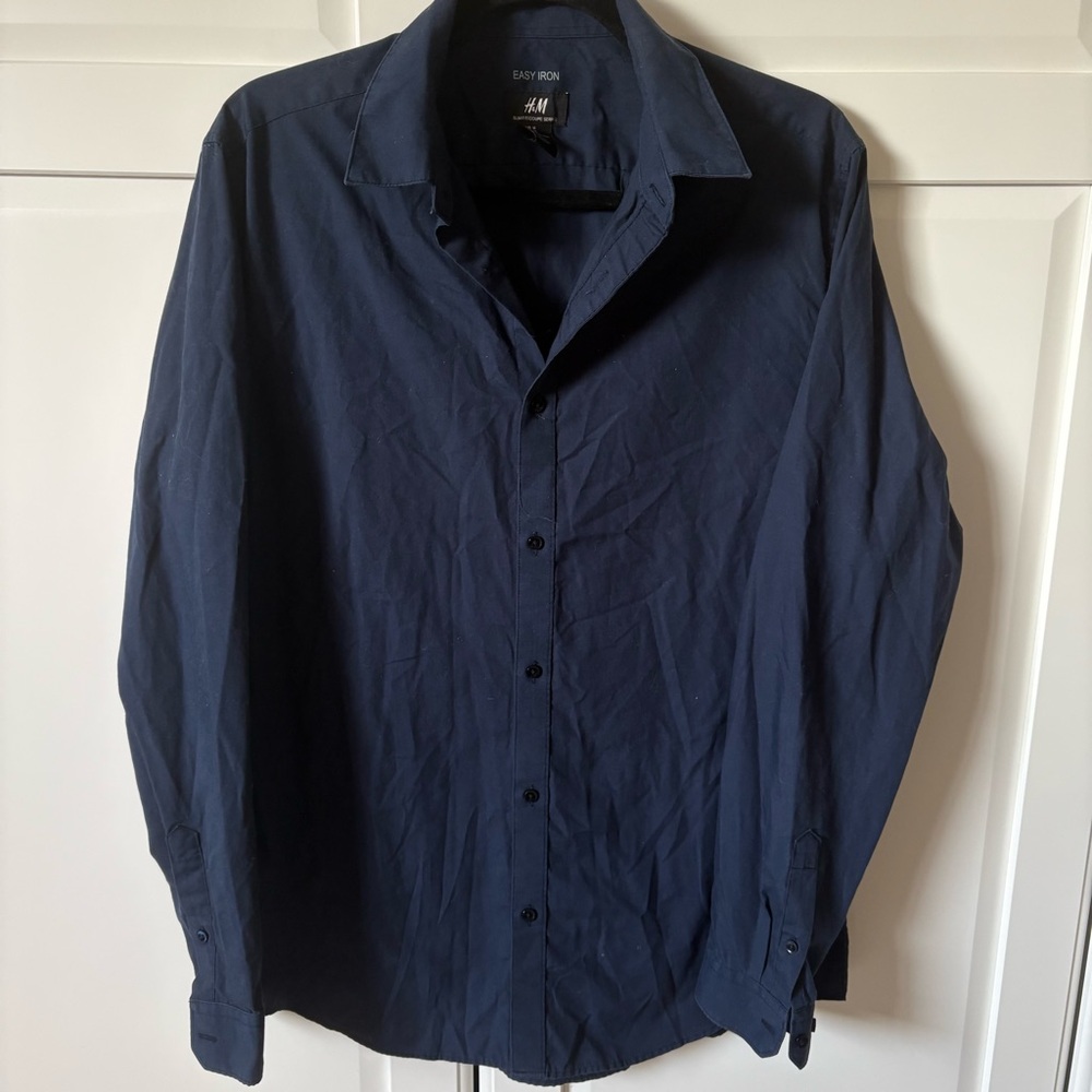 H&M Navy Blue Button-Up Shirt